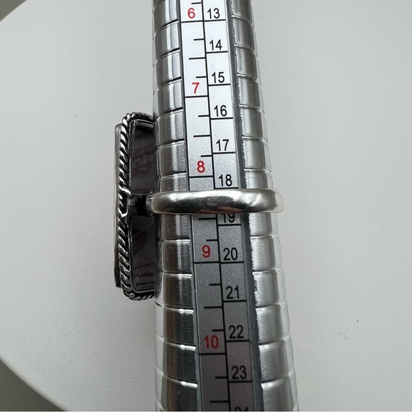 New Banded Dolomite Jasper Stone Ring Sterling Silver Overlay 925 Size 8.25–8.5 - Picture 5 of 10